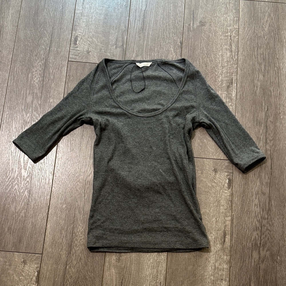 New Zara grey ribbed scoop neck  tee M